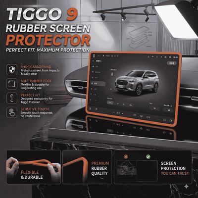 Tiggo 9 Display Screen Silicone Rubber Protection LCD Edges Protector (Brown)