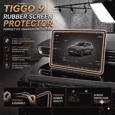 Tiggo 9 Display Screen Silicone Rubber Protection LCD Edges Protector (Black)