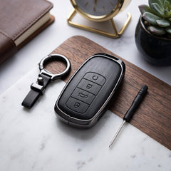 Omoda 5 Elite Series Metallic Car Key Case Luxury Zinc Alloy Protection Case(Black)