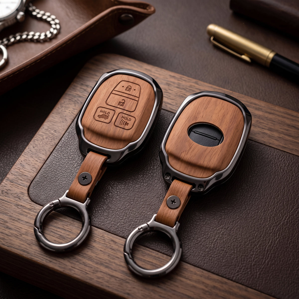 Toyota Corolla 2015 Model Elite Series Metallic Car Key Case Luxury Zinc Alloy Protection Case(Brown)