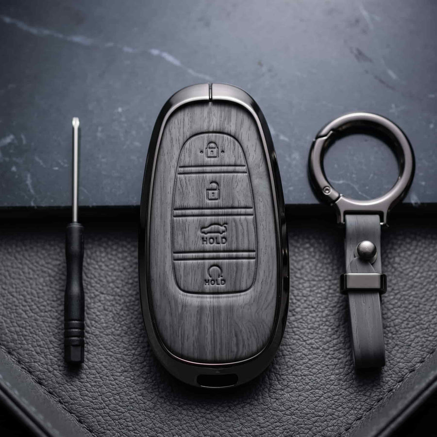 Tucson 2021-2024 Model Elite Series Metallic Car Key Case Luxury Zinc Alloy Protection Case(Grey)