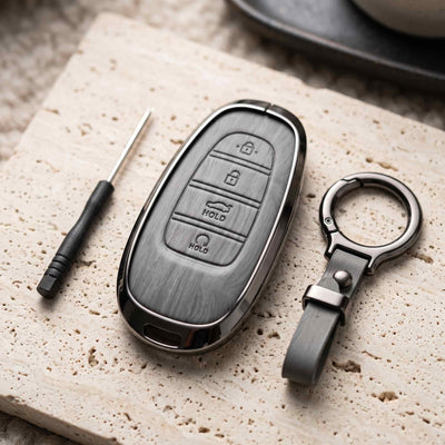 Tucson 2021-2024 Model Elite Series Metallic Car Key Case Luxury Zinc Alloy Protection Case(Grey)