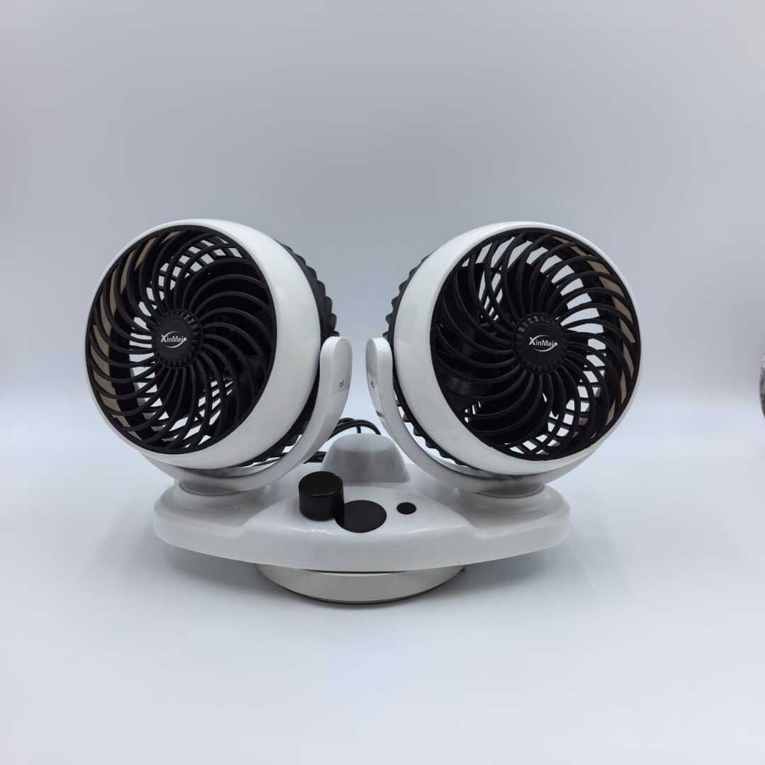1 Pc Universal 12V Double Head Big Size Fan In Premium Quality With Automatic Moving Function