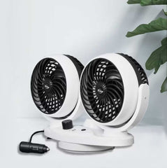 1 Pc Universal 12V Double Head Big Size Fan In Premium Quality With Automatic Moving Function