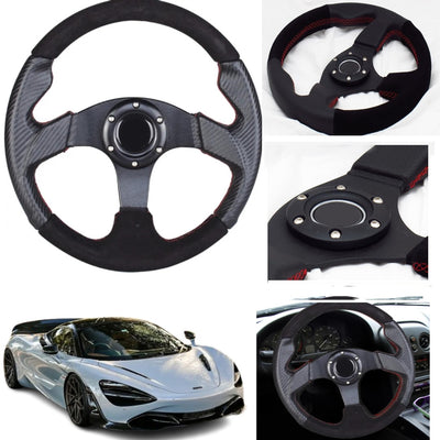 Universal 14 Inch Car Steering Wheel In Leather Stuff For Car 1 Pc