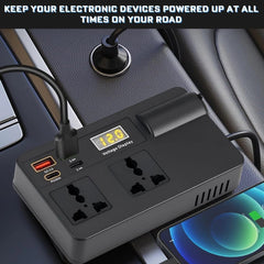 Universal 200W Car Inverter DC 12V/24V To 110V/220V Auto Power ON/OFF Switch Converter Adapter Intelligent Inverter With USB/PD/Type-C Chargers