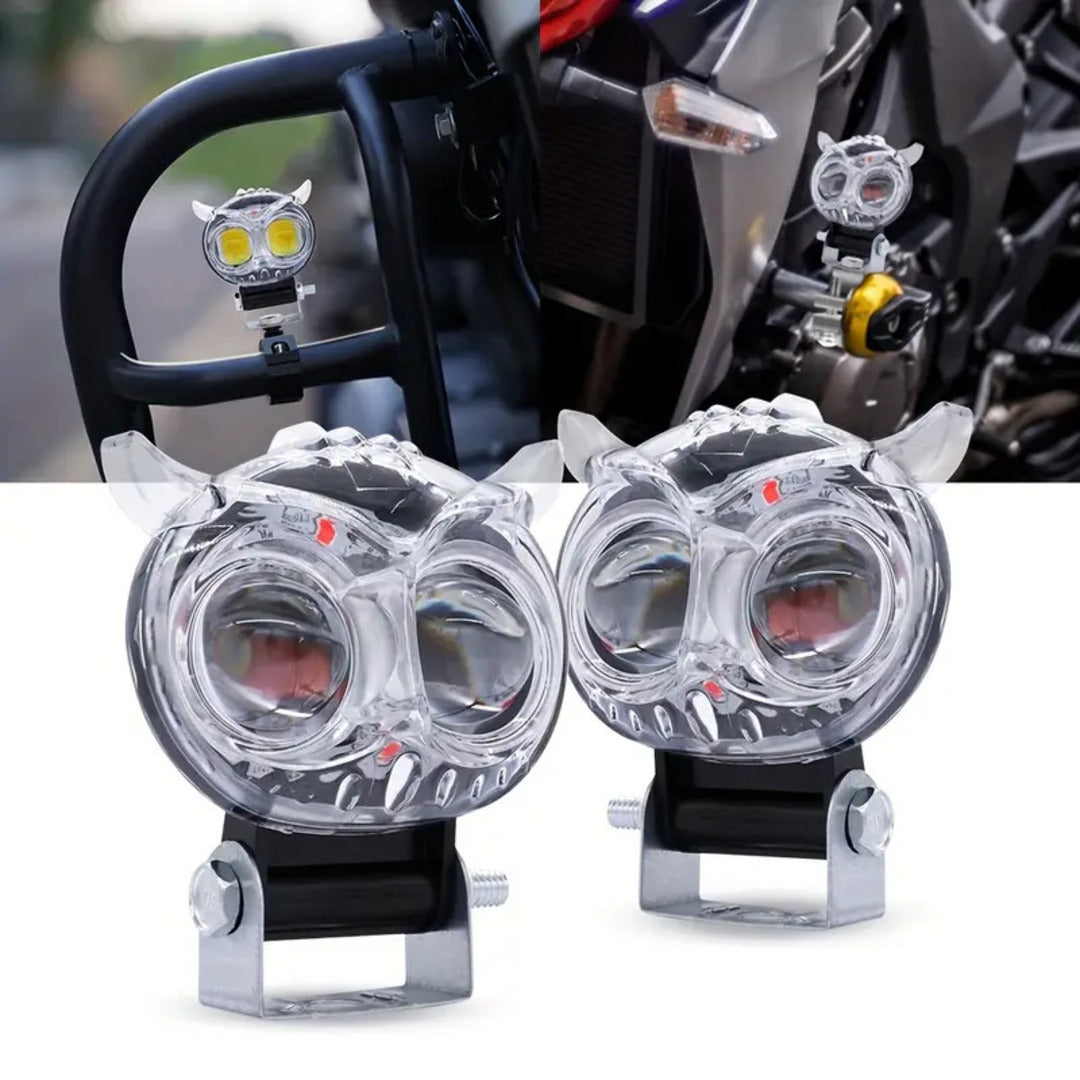 1 Pc Universal 2 SMD Owl Shape Spotlight Headlight Lens Yellow-White Beam Fog Lights