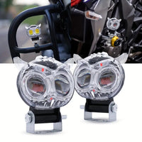 1 Pc Universal 2 SMD Owl Shape Spotlight Headlight Lens Yellow-White Beam Fog Lights