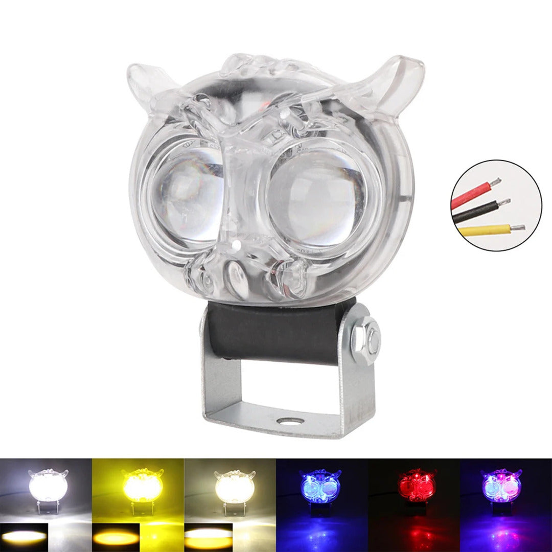 1 Pc Universal 2 SMD Owl Shape Spotlight Headlight Lens Yellow-White Beam Fog Lights