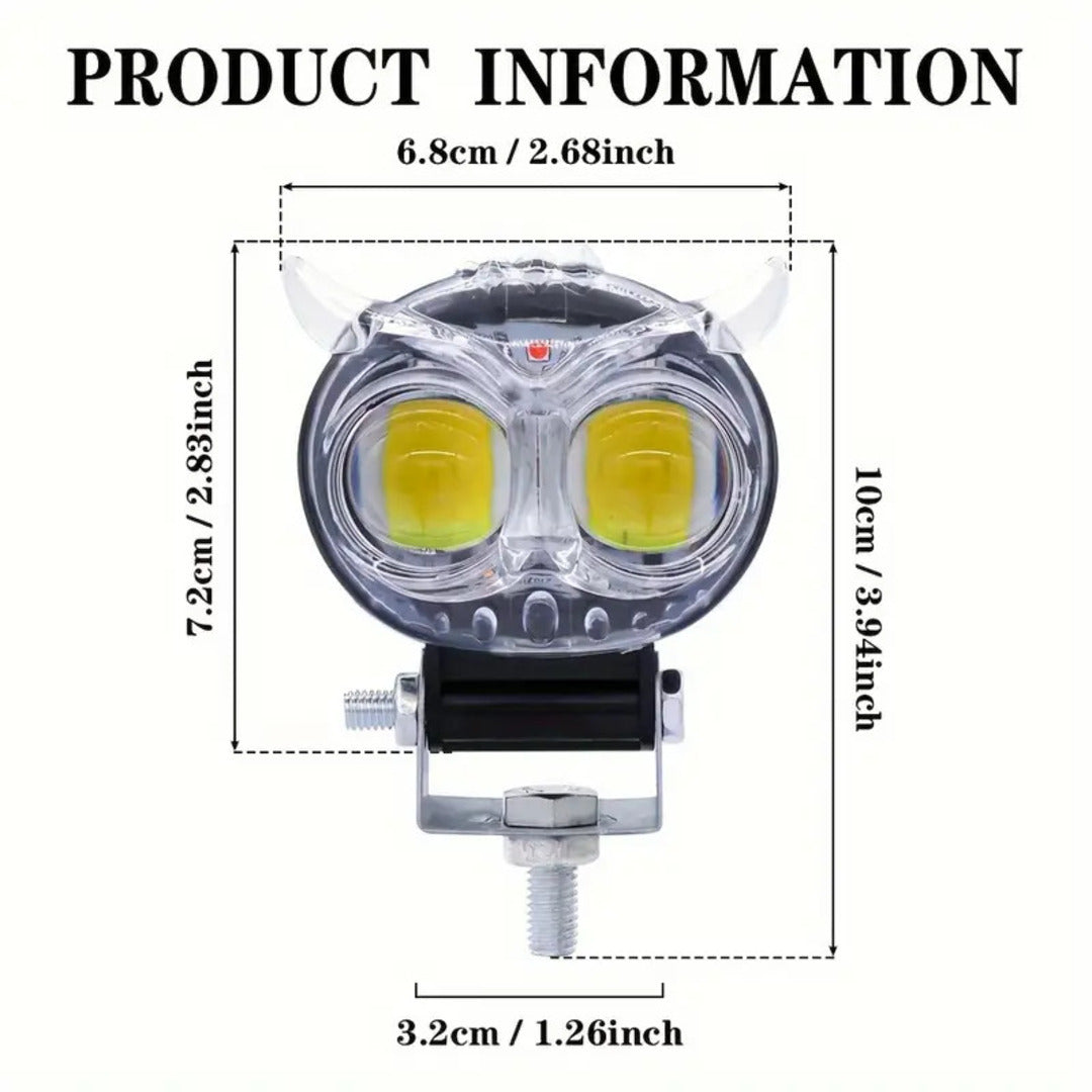 1 Pc Universal 2 SMD Owl Shape Spotlight Headlight Lens Yellow-White Beam Fog Lights