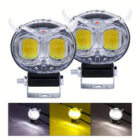 1 Pc Universal 2 SMD Owl Shape Spotlight Headlight Lens Yellow-White Beam Fog Lights