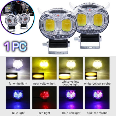 1 Pc Universal 2 SMD Owl Shape Spotlight Headlight Lens Yellow-White Beam Fog Lights