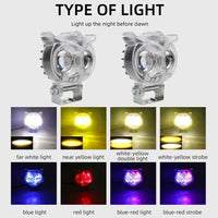 1 Pc Universal 2 SMD Owl Shape Spotlight Headlight Lens Yellow-White Beam Fog Lights