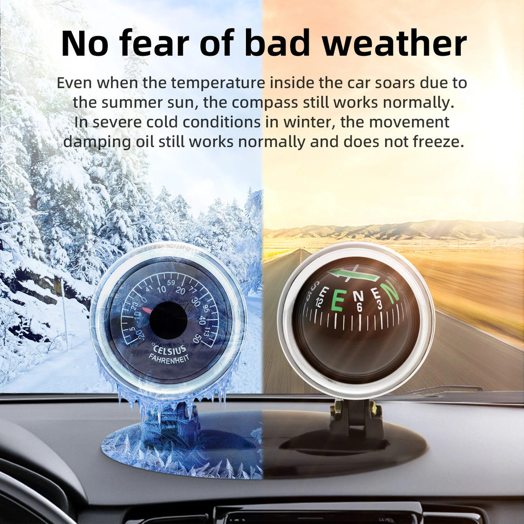 Universal 2 in 1 Car Thermometer Compass Navigation/Direction Guide