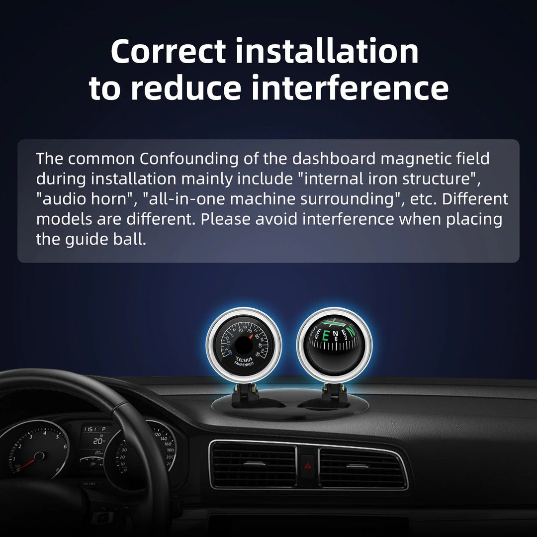 Universal 2 in 1 Car Thermometer Compass Navigation/Direction Guide