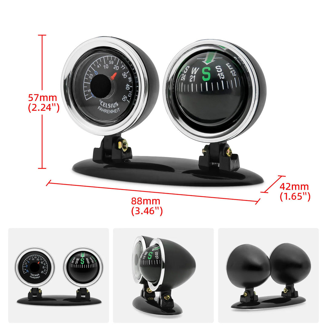 Universal 2 in 1 Car Thermometer Compass Navigation/Direction Guide