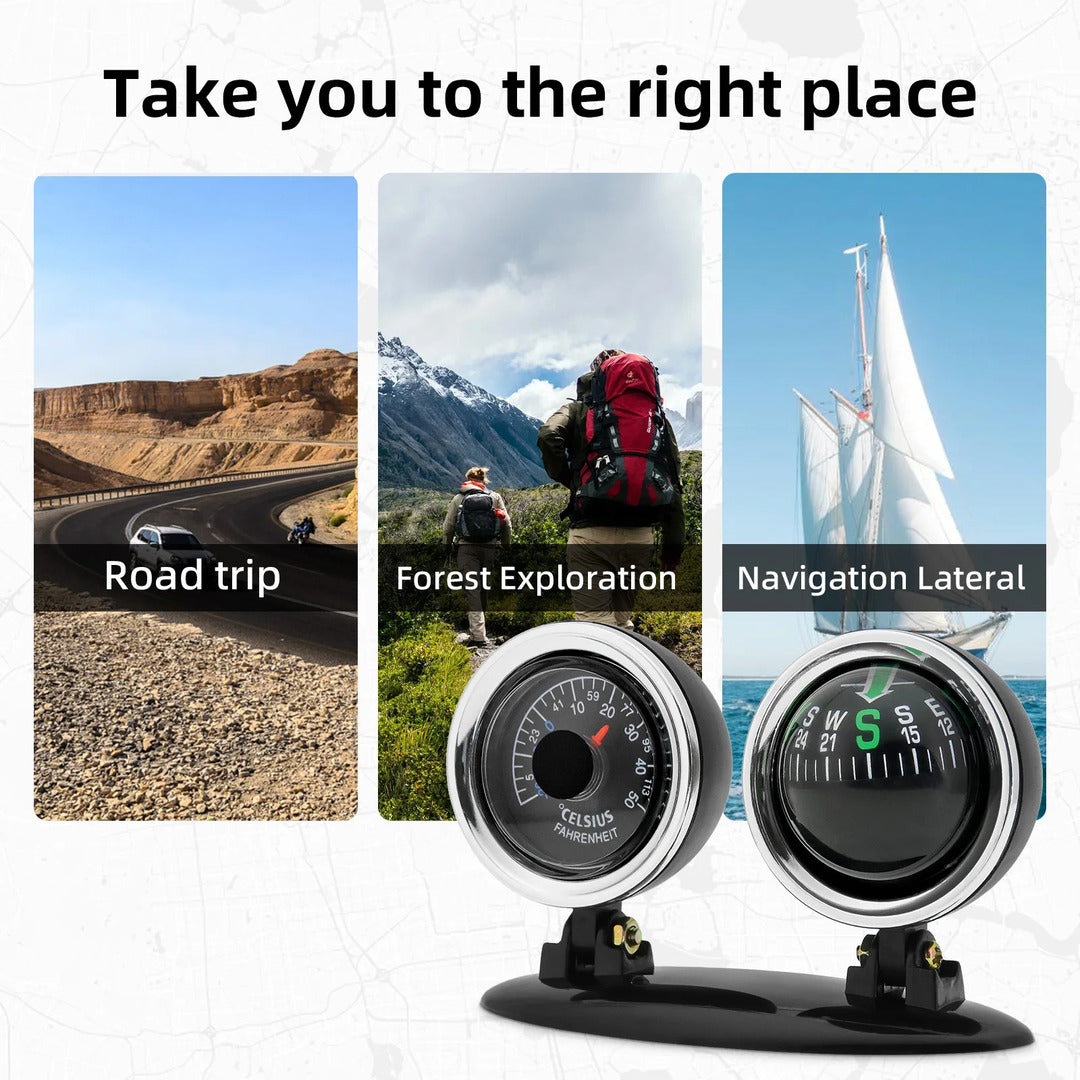 Universal 2 in 1 Car Thermometer Compass Navigation/Direction Guide