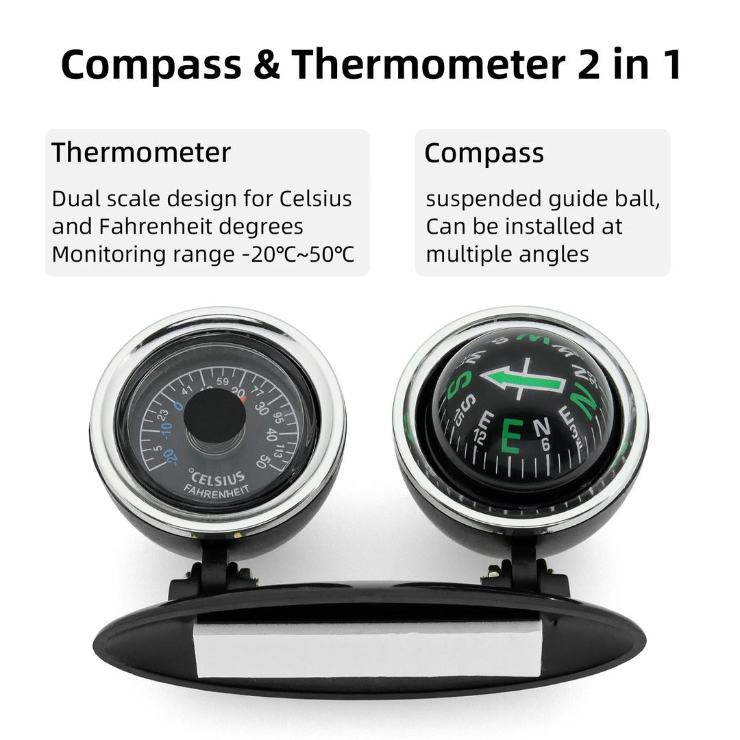 Universal 2 in 1 Car Thermometer Compass Navigation/Direction Guide