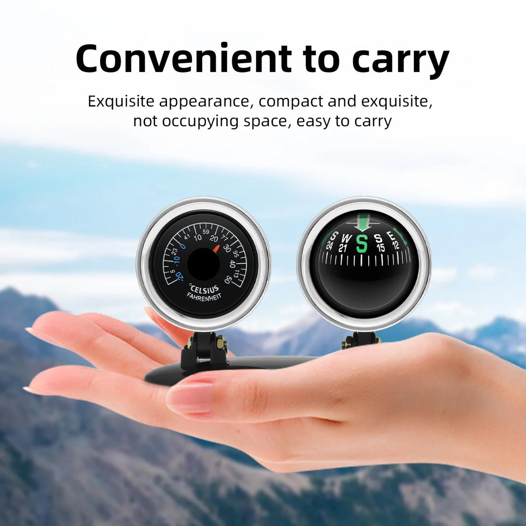 Universal 2 in 1 Car Thermometer Compass Navigation/Direction Guide