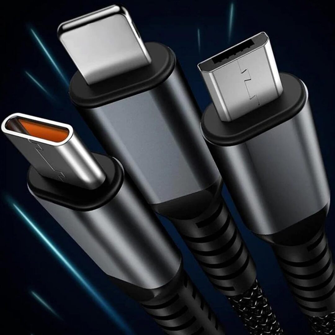 1 Pc Universal 3in1 Multifunctional Convenient Super Fast Charging Data Cable With Data Transfer Function