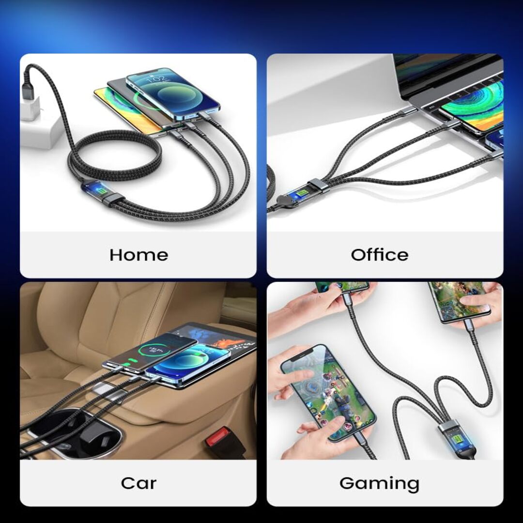 1 Pc Universal 3in1 Multifunctional Convenient Super Fast Charging Data Cable With Data Transfer Function
