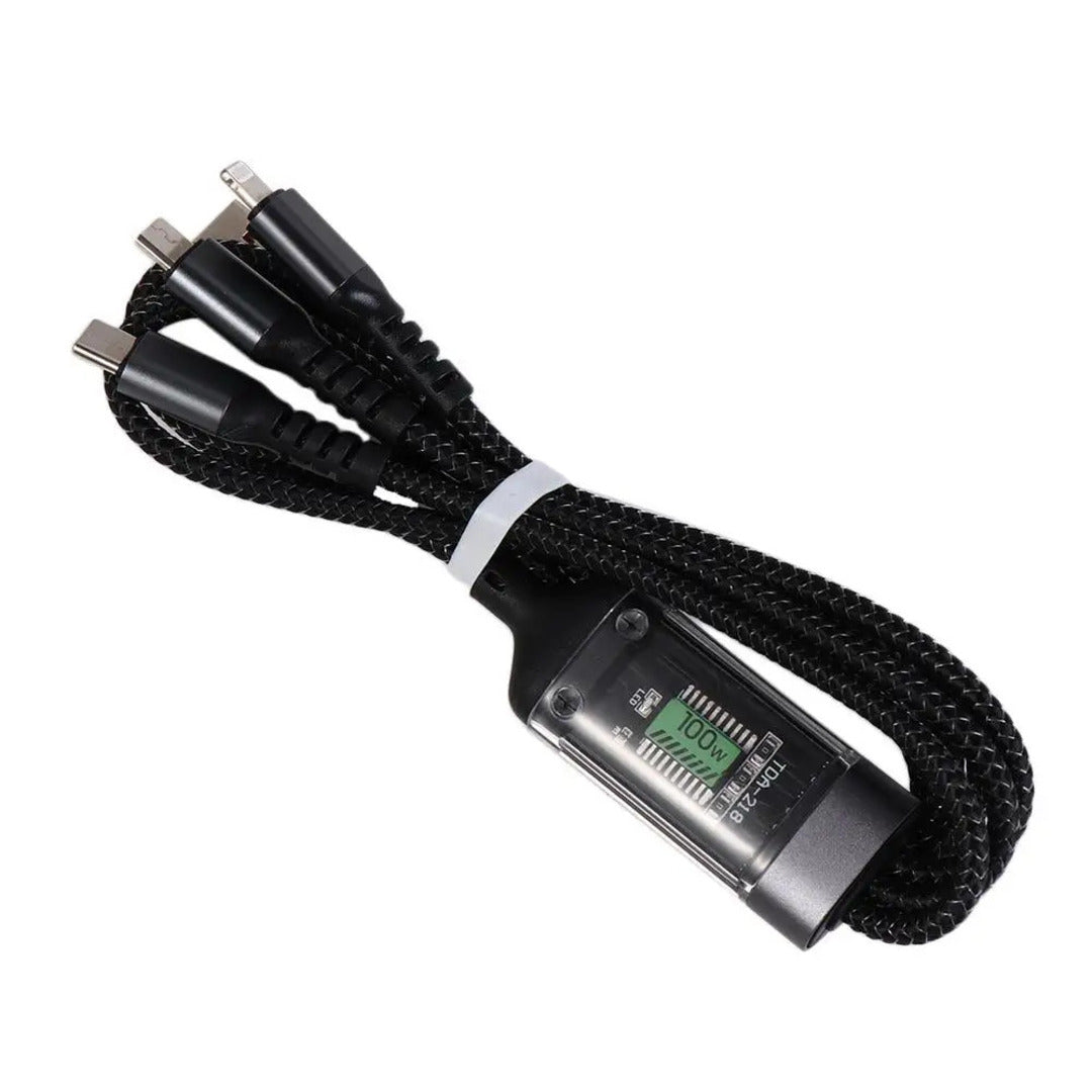 1 Pc Universal 3in1 Multifunctional Convenient Super Fast Charging Data Cable With Data Transfer Function