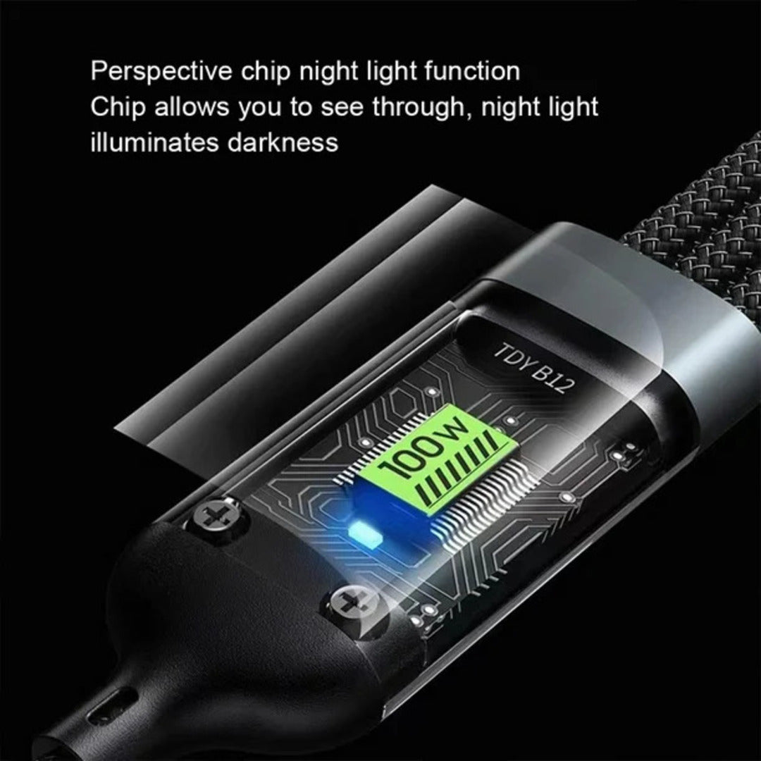 1 Pc Universal 3in1 Multifunctional Convenient Super Fast Charging Data Cable With Data Transfer Function