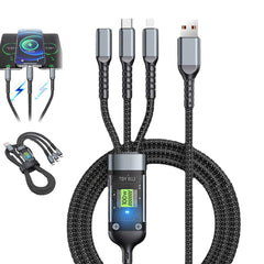 D-11 3in1 Multifunctional Convenient Super Fast Charging Data Cable With Data Transfer Function 1 Pc
