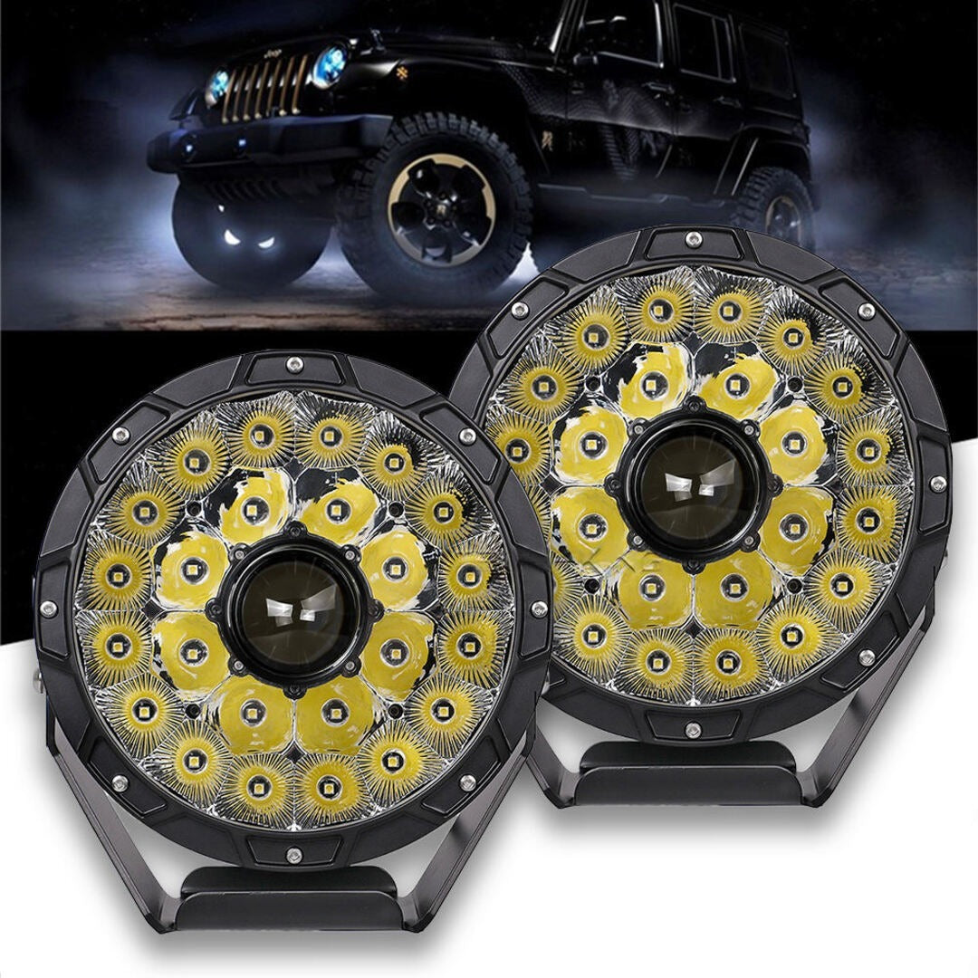 2 Pcs Set Universal 9 Inch Round Led Driving Light 280W Spot Flood Combo Beam Work Light Bar for Jeep Wrangler
