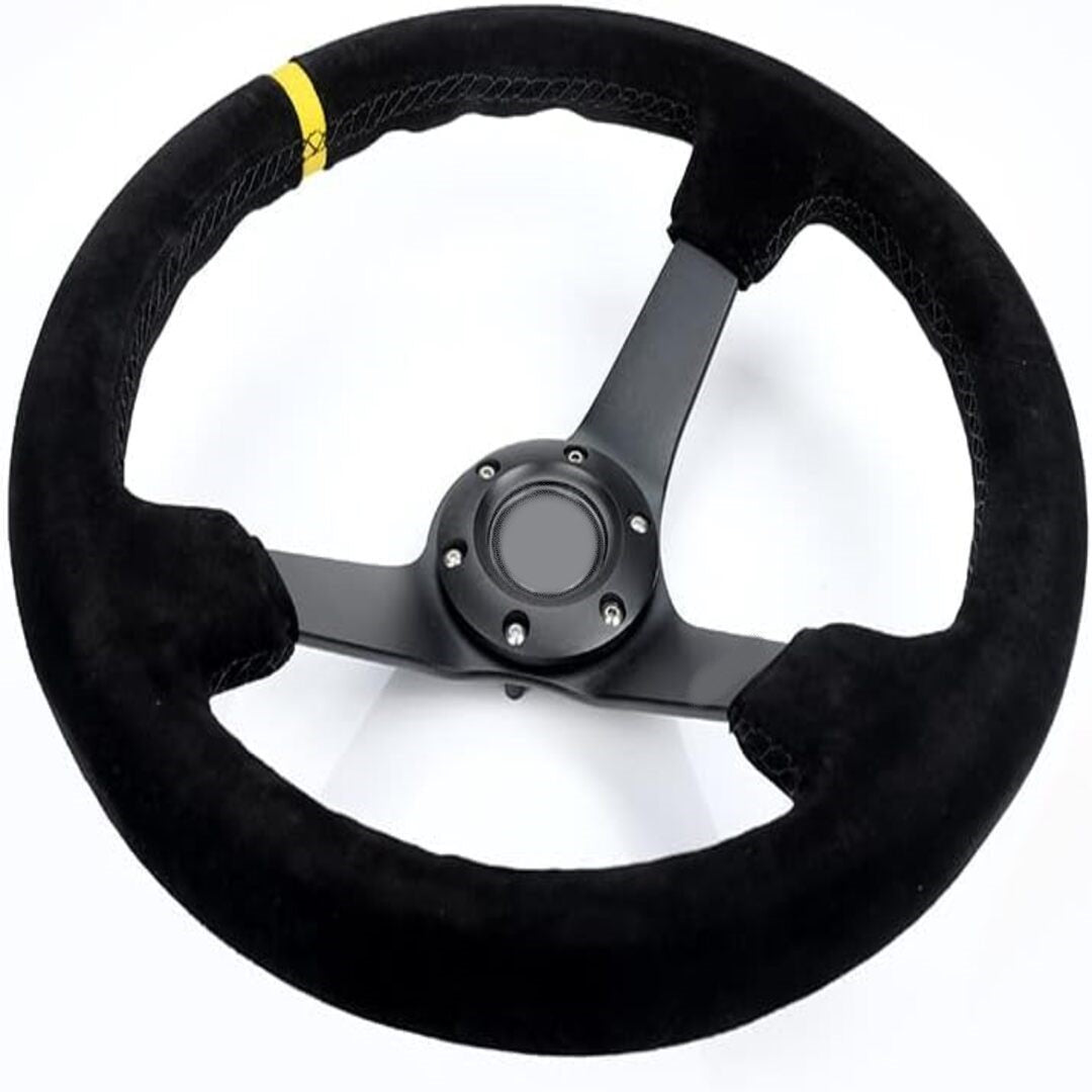 Universal Alcantara Deep Dish Sports Steering Wheel 1 Pc