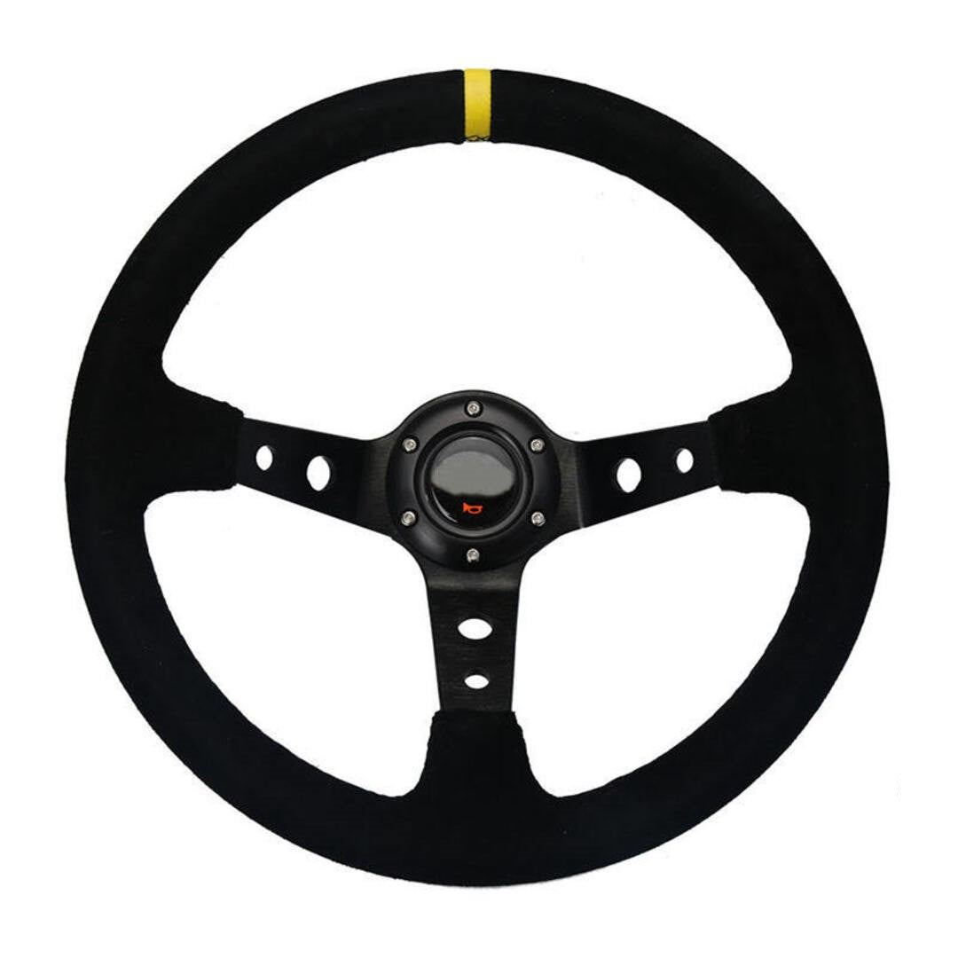Universal Alcantara Deep Dish Sports Steering Wheel 1 Pc