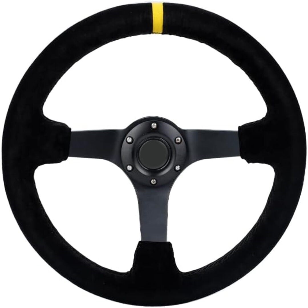 Universal Alcantara Deep Dish Sports Steering Wheel 1 Pc