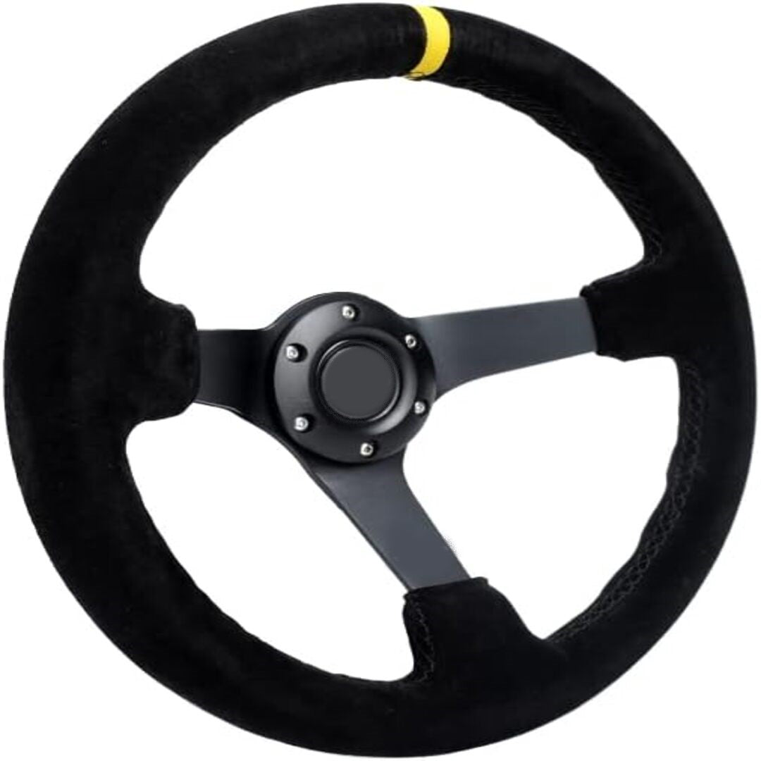 Universal Alcantara Deep Dish Sports Steering Wheel 1 Pc
