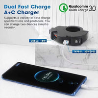 Universal Bike Handle Bar USB A And PD Type C Charger With Fast Charging 18W/3A 1 Pc