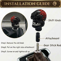 Universal Broken Head Skull Gear Knob Gear Shift Knob Manual Transmission Shifter Lever Stick(Black)