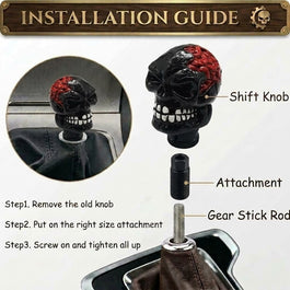 Universal Broken Head Skull Gear Knob Gear Shift Knob Manual Transmission Shifter Lever Stick(Black)