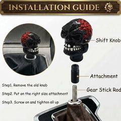 Universal Broken Head Skull Gear Knob Gear Shift Knob Manual Transmission Shifter Lever Stick(Black)