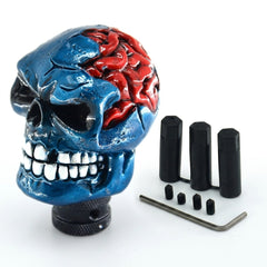 Universal Broken Head Skull Gear Knob Gear Shift Knob Manual Transmission Shifter Lever Stick(Blue)