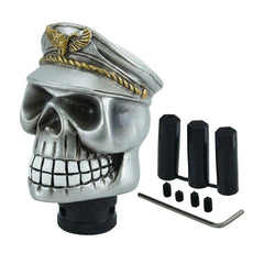 Universal Captain Skull Gear Knob Gear Shift Knob Manual Transmission Shifter Lever Stick(Silver)
