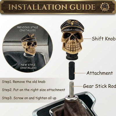 Universal Captain Skull Gear Knob Gear Shift Knob Manual Transmission Shifter Lever Stick(Skin)