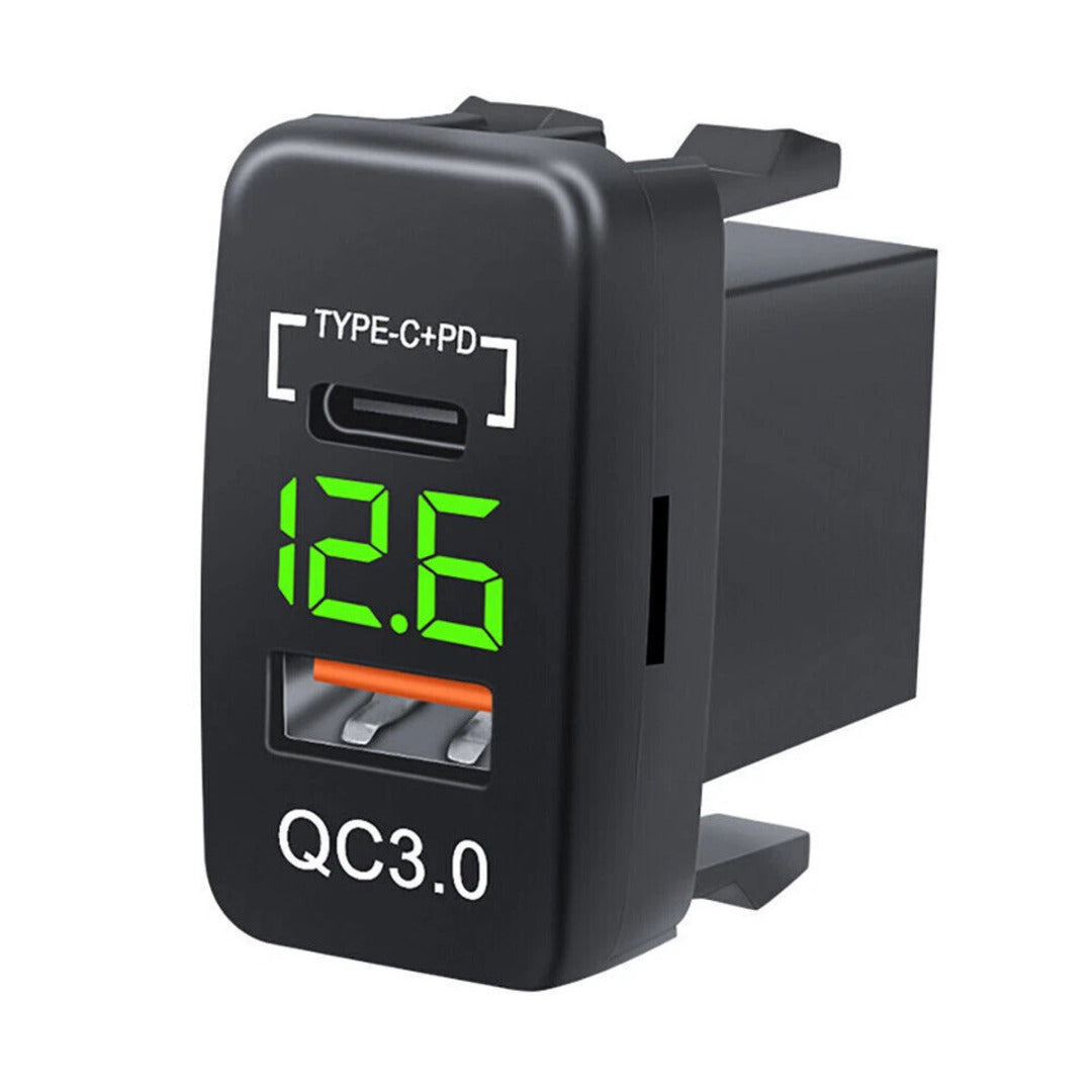 Universal Car In-Dash Charger Socket QC3.0 USB + PD3.0 Type-C Fast Charging For Toyota 1 Pc