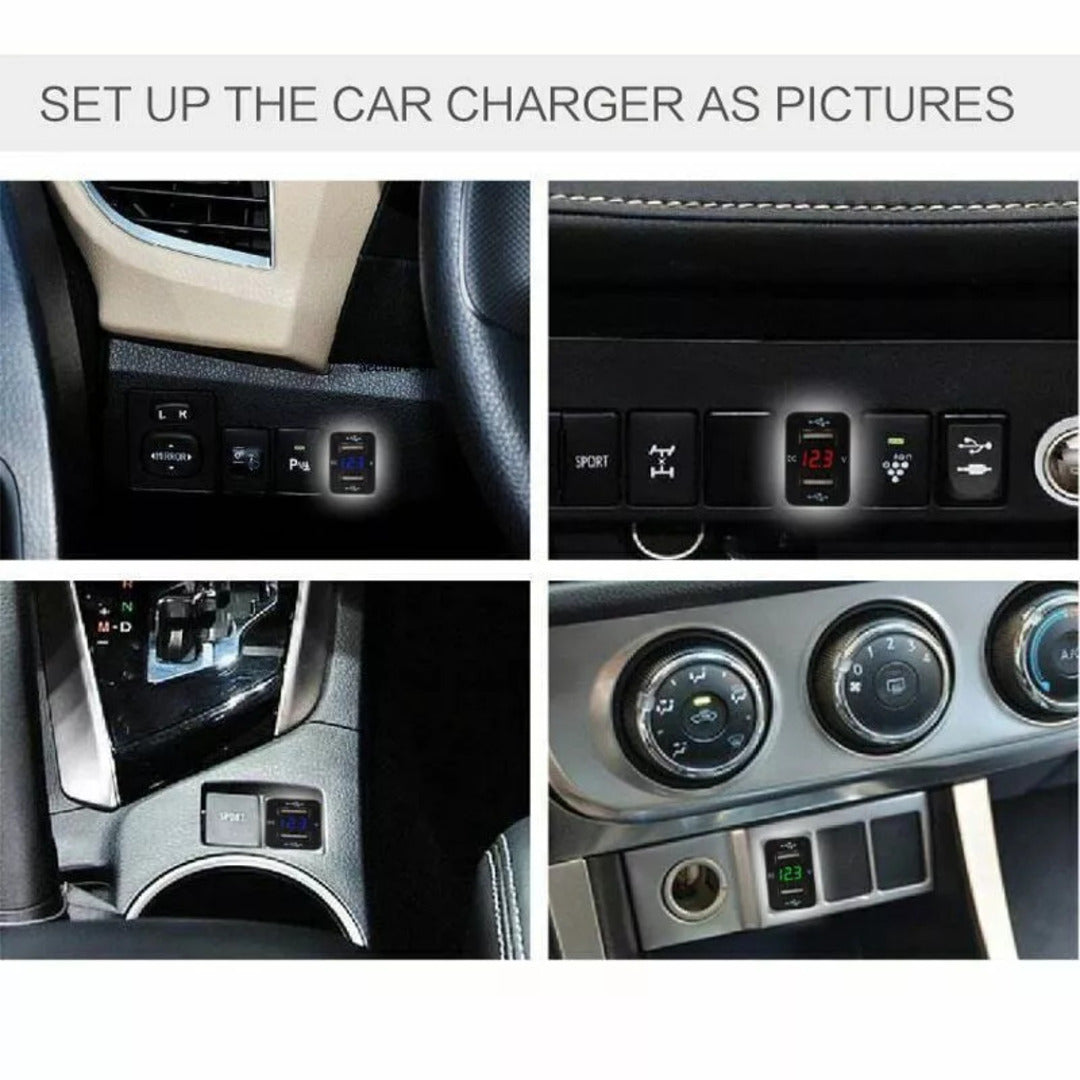 Universal Car In-Dash Charger Socket QC3.0 USB + PD3.0 Type-C Fast Charging For Toyota 1 Pc