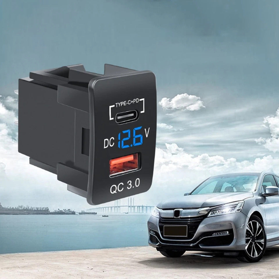 Universal Car In-Dash Charger Socket QC3.0 USB + PD3.0 Type-C Fast Charging for Old Honda 1 Pc
