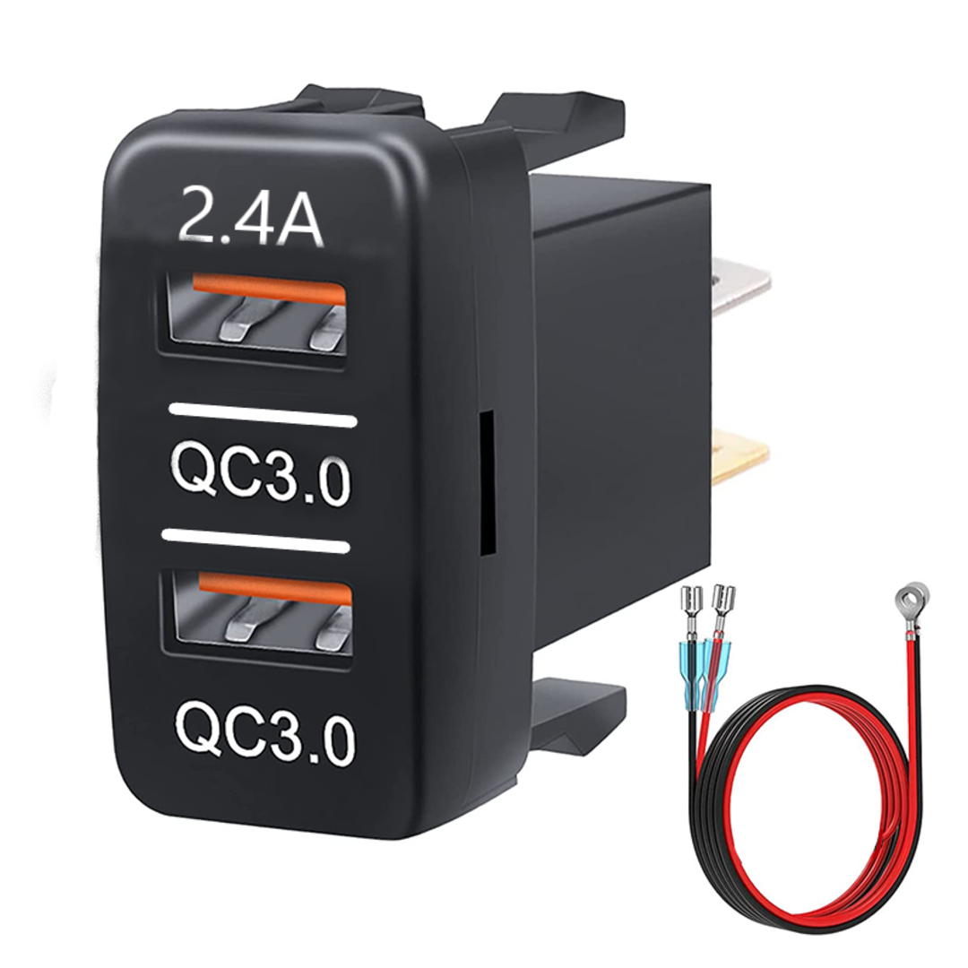 1 Pc Universal Car In-Dash Charger Socket QC3.0 + QC2.4A USB Fast Charging For Toyota