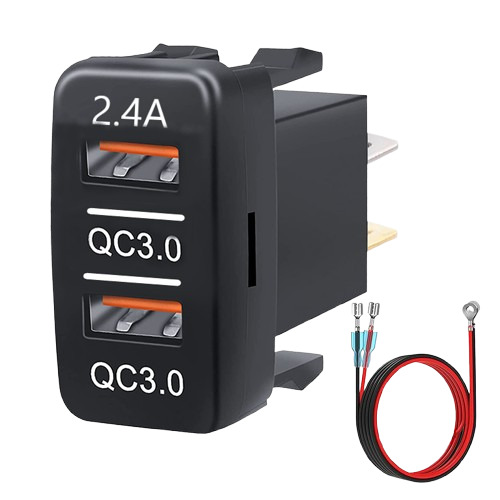 1 Pc Universal Car In-Dash Charger Socket QC3.0 + QC2.4A USB Fast Charging For Toyota
