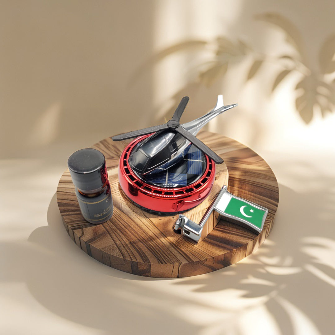 1 Pc Universal Car Solar Helicopter With Pakistan Flag And Air Freshener Refill