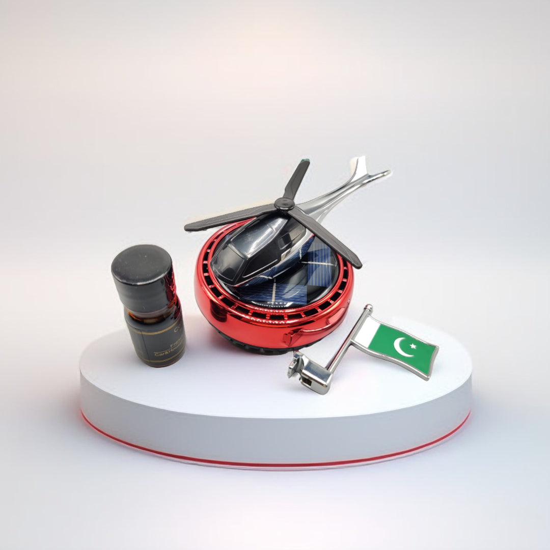 1 Pc Universal Car Solar Helicopter With Pakistan Flag And Air Freshener Refill