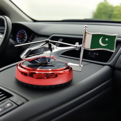 1 Pc Universal Car Solar Helicopter With Pakistan Flag And Air Freshener Refill