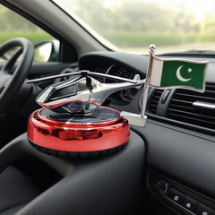 1 Pc Universal Car Solar Helicopter With Pakistan Flag And Air Freshener Refill