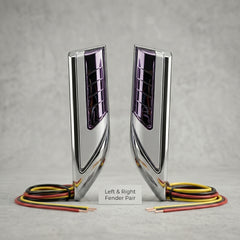 Universal Chrome Car Side Fender Marker Lamp With Audi Style Indicator And White DRL 2 Pcs Set